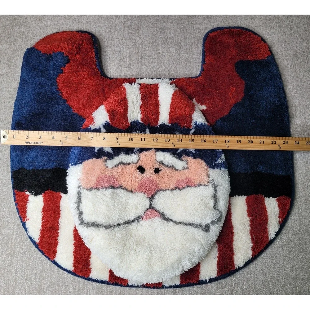 RARE Vintage Uncle Sam Patriotic Toilet Seat Cover & Toilet Rug Mat‎ NEW Go USA!